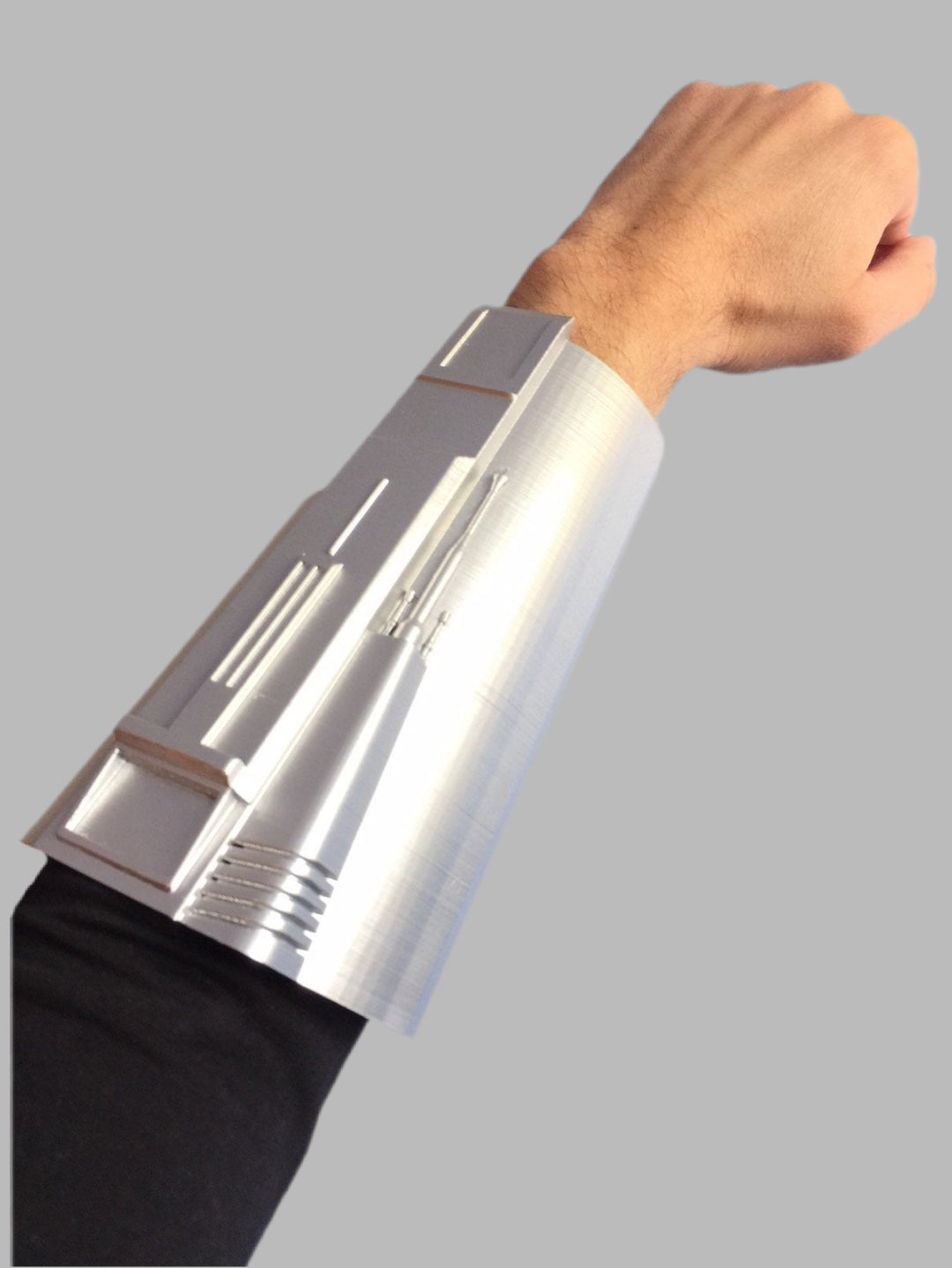 Beskar gauntlets forearm armor mandalorian from star wars for cosplay 3d printed armor parts silver painted.